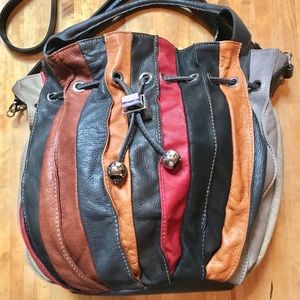 Moda Italia multicolored drawstring purse.